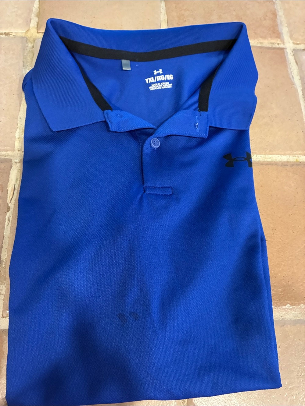 Under Armour Blue Kids Polo Shirt with Black Collar Trim